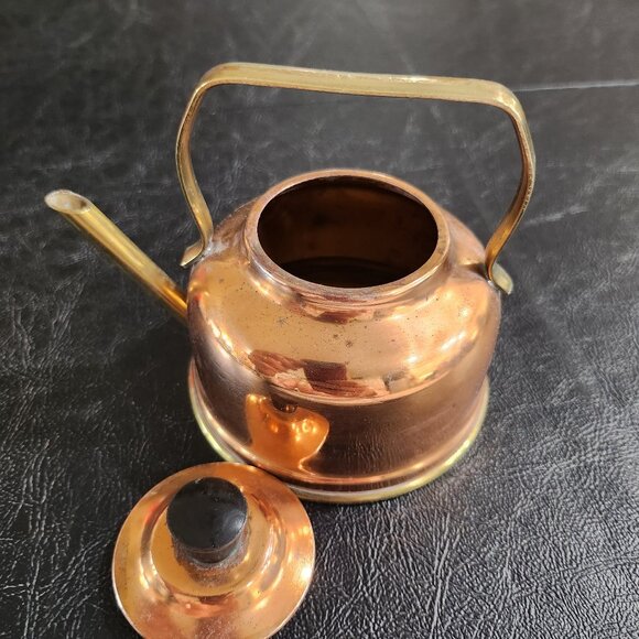 Miniature English vintage copper kettle with brass handle - Picture 4 of 6